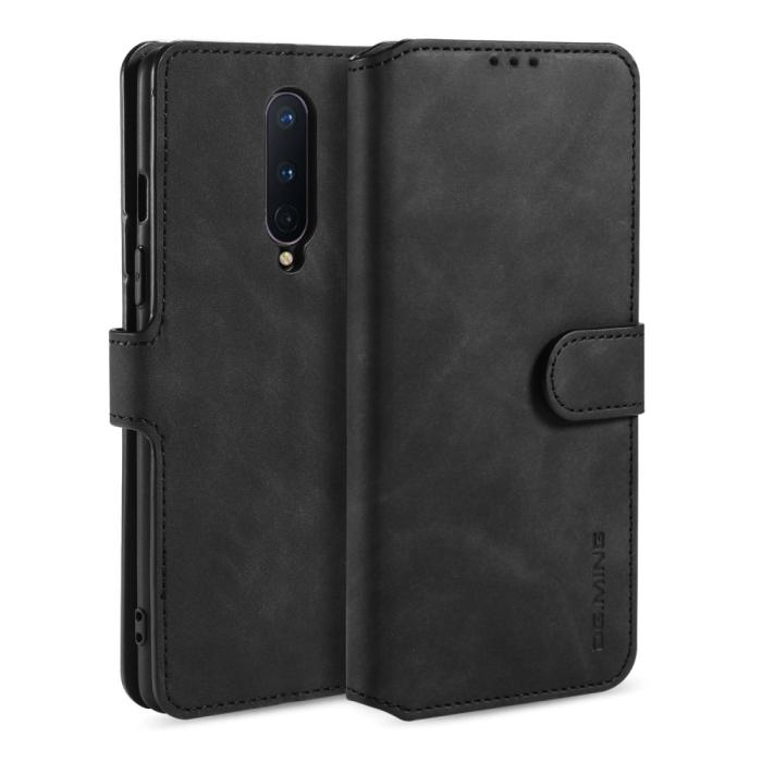 DG.MING - DG.MING Läder Plånboksfodral OnePlus 8 - Svart