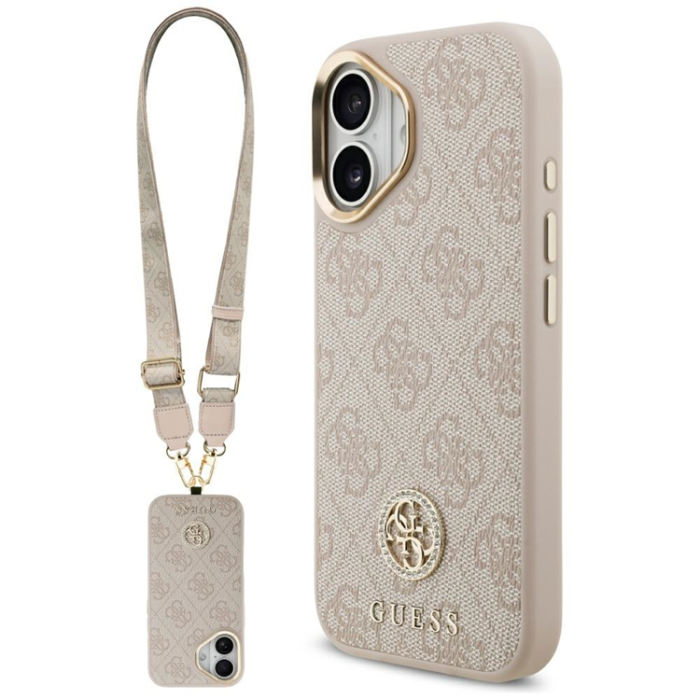 Guess - Guess iPhone 17 Mobilskal Magsafe Strass Logo Crossbody - Rosa