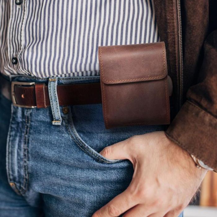 OEM - Galaxy Z Flip 6/5/4 Bältesväska Holster Horizontal Hästläder - Brun