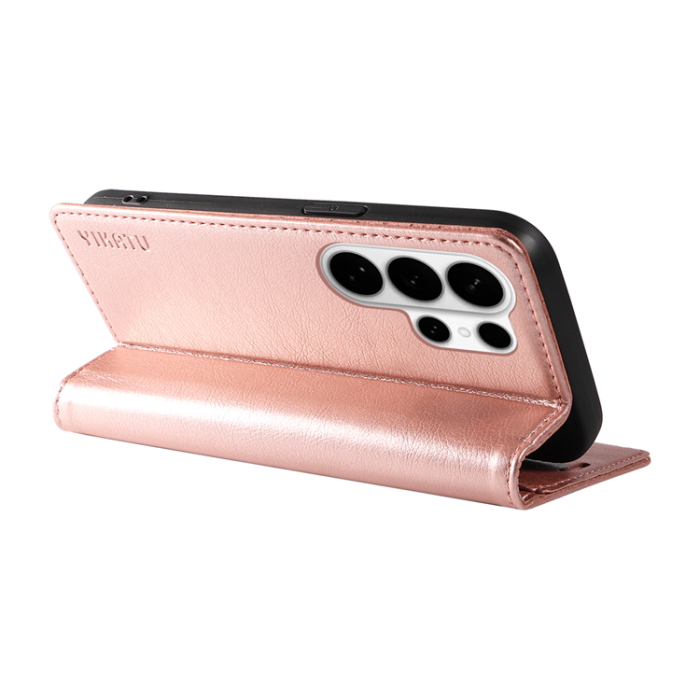 YIKATU - YIKATU Galaxy S26 Ultra Plånboksfodral Litchi Läder - Roséguld