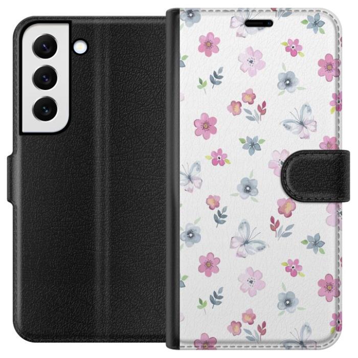 iSecrets - Plånboksfodral till Samsung Galaxy S22 5G med Blommor och fjärillar