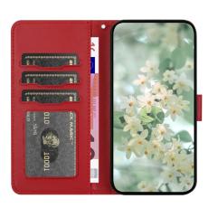 OEM - Samsung Galaxy A37 Pl&aring;nboksfodral Konstl&auml;der Flip Blomm&ouml;nster - R&ouml;d