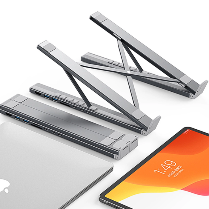 Choetech - Choetech 7in1 Multifunctional HUB USB-C Till Laptop Stativ - Grå