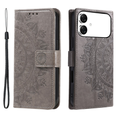 A-One Brand - Galaxy S26 Edge Plånboksfodral Imprinted Totem Läder - Grå