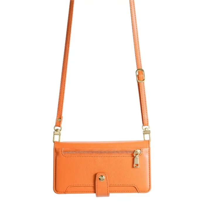 A-One Brand - Galaxy S25 Ultra Konstläder Plånboksfodral med 2 Rem - Orange