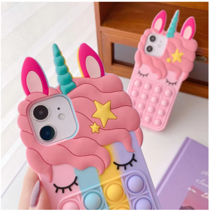Fidget Toys - Unicorn Pop it fidget skal till iPhone 11 - Rosa