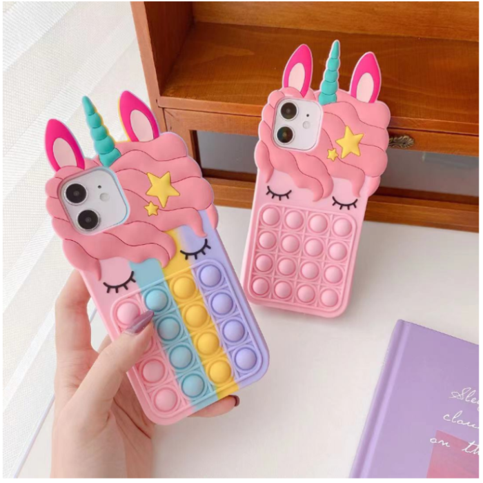 Fidget Toys - Unicorn Pop it fidget skal till iPhone 11 - Rosa