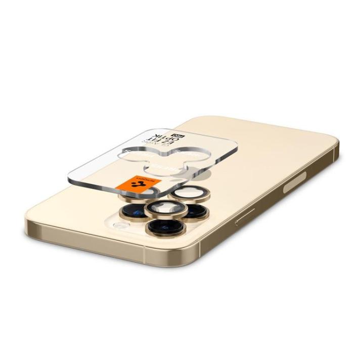 UTGATT - [2-Pack] Spigen iPhone 14 Pro/14 Pro Max Kameralinsskydd i Härdat Glas - Guld