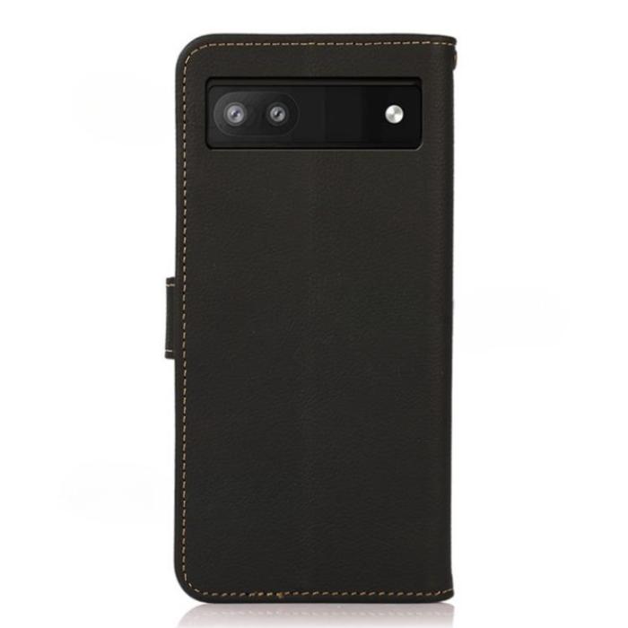 KHAZNEH - KHAZNEH Google Pixel 6a Plånboksfodral RFID Äkta Läder - Svart