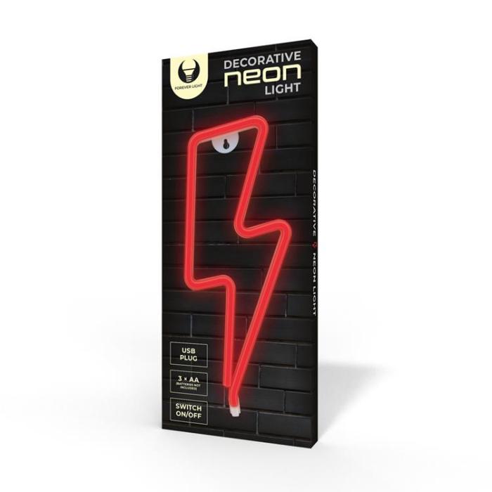Forever Light - Forever Light LED Neon BOLT Bat + USB FLNE06 - Röd