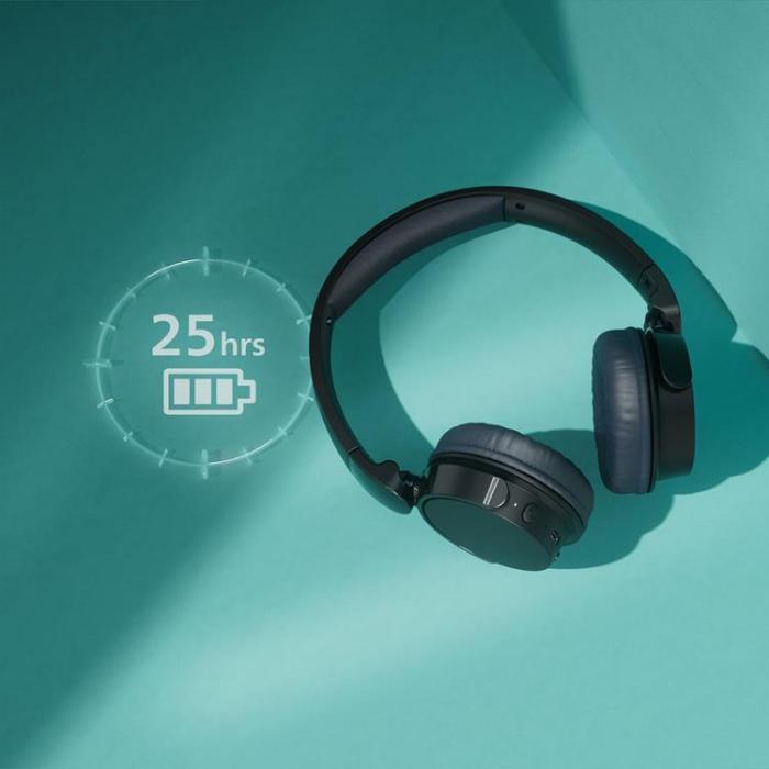 Philips - PHILIPS Trådlösa On-Ear Hörlurar,25h Speltid - Svart