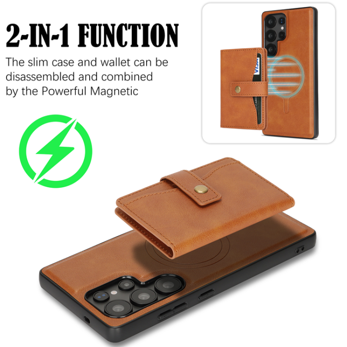 A-One Brand - Galaxy S23 Ultra Mobilskal MagSafe Detachable Korthållare Kickstand