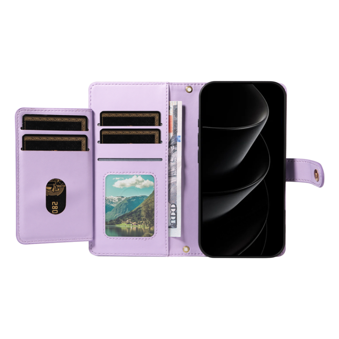 A-One Brand - iPhone 17 Pro Max Plånboksfodral Rhombus Läder - Lila