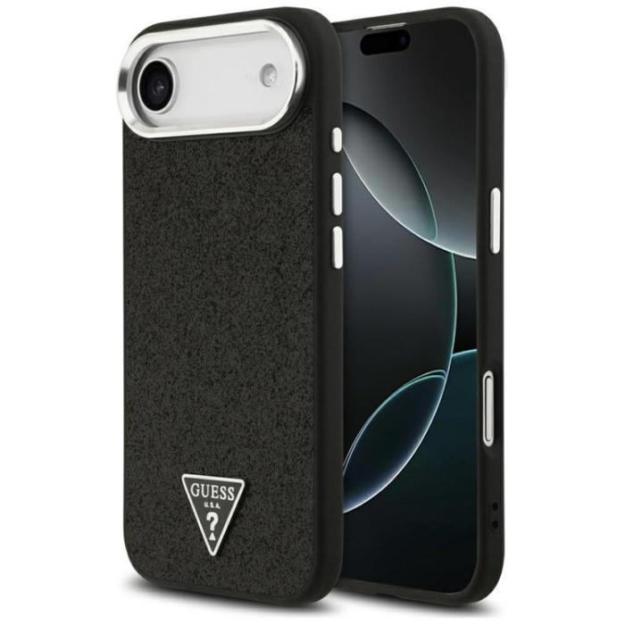 Guess - Guess iPhone 17 Air Mobilskal MagSafe Glitter Triangle Logo - Svart