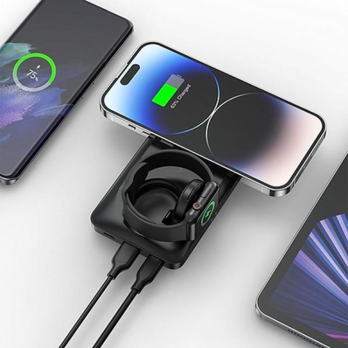 Veger - VEGER Powerbank 10000 mAh Magsafe 22.5W med trådlös laddning - Svart