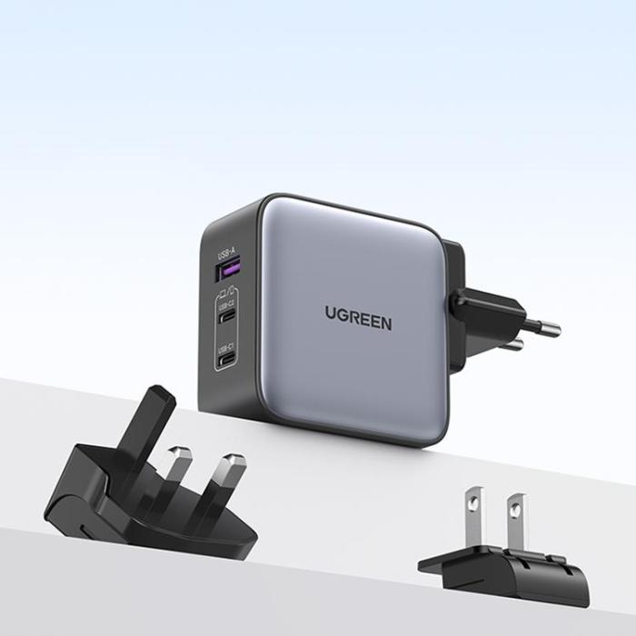 UTGATT - Ugreen EU Väggladdare 65W USB Till 2xUSB-C - Svart