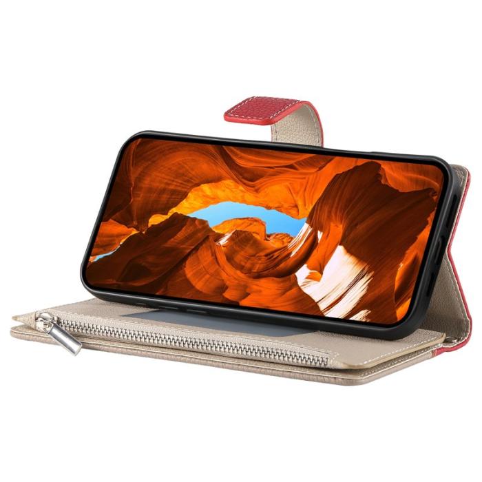 OEM - Zipper Samsung Galaxy S26 Plånboksfodral Konstläder - Röd