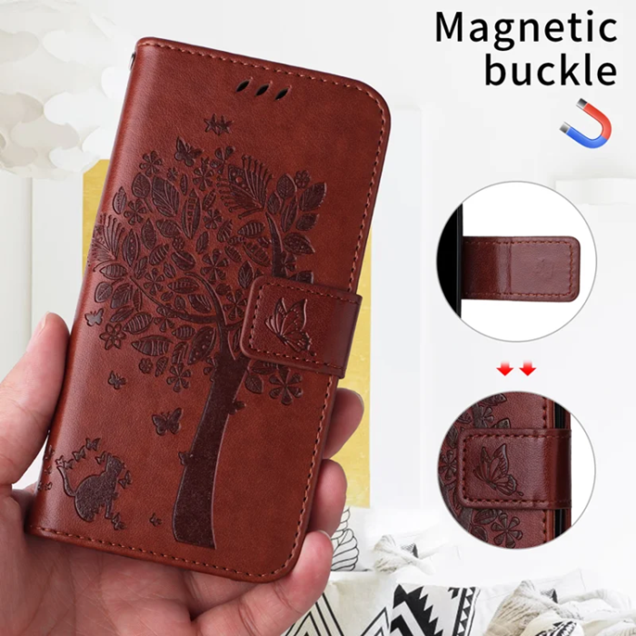 A-One Brand - iPhone 17 Plånboksfodral Tree Pattern - Coffee