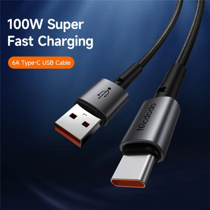MCDODO - MCDODO USB-A - USB-C 100W Kabel 1.8M 6A CA-3591 MDD - Svart