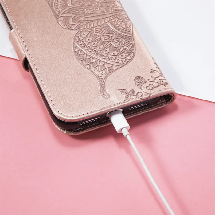 A-One Brand - Xiaomi 15 Ultra Plånboksfodral Butterfly Pattern - Rosa Guld