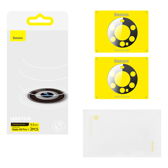 BASEUS - Baseus Huawei Mate 40 Pro Plus Kameralinsskydd Härdat Glas Rengörings kit