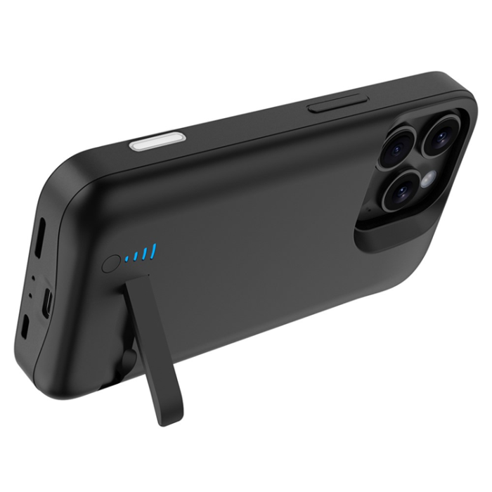 A-One Brand - iPhone 16 Pro Max Batteriskal Kickstand 6000mAh - Svart
