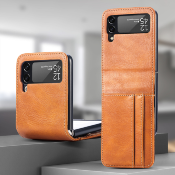 A-One Brand - Plånboksfodral till Samsung Galaxy Z Flip 3 5G - Brun