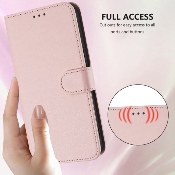 A-One Brand - iPhone 17 Plånboksfodral Läder med Handledsrem - Rosa