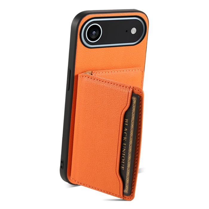 A-One Brand - iPhone Air Mobilskal Korthållare Calf Kickstand Läder - Orange