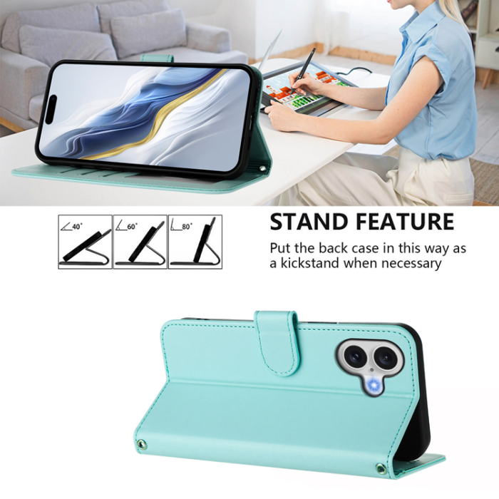 A-One Brand - iPhone 17 Plånboksfodral Läder med Handledsrem - Mintgrön