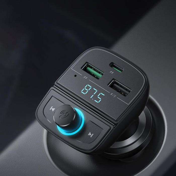 Ugreen - Ugreen FM-Sändare Bluetooth 5.0 Billaddare MP3 3x USB TF micro SD 4,8 A svart