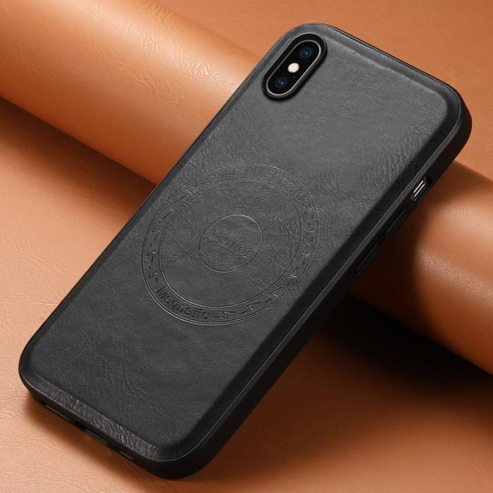 DENIOR - DENIOR iPhone XS Max Magnetfodral KonstLäder PC+TPU Svart