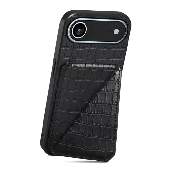A-One Brand - iPhone 17 Air Mobilskal Korthållare Crocodile Textured - Svart
