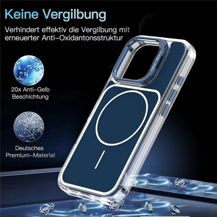 A-One Brand - iPhone 16 Pro Mobilskal MagSafe Lens Kickstand med Handrem - Blå