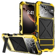 R-JUST - R-JUST RJ09-1 Mobilskal till iPhone 16 Pro Silikon+Aluminium Gul