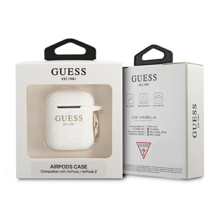 Guess - Guess AirPods Pro 3 Skal Silicone Glitter GUA2SGGEH - Vit