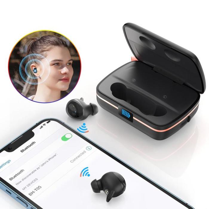 Choetech - Choetech In-ear Hörlurar BH-T05 Solar TWS med Powerbank 2500mAh - Svart