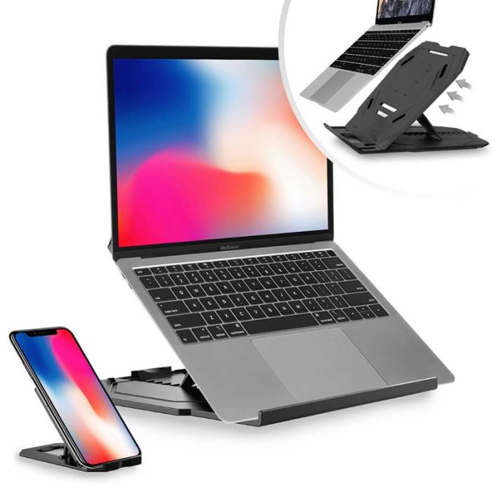 Desire2 - DESIRE2 2-i-1 Portabelt Laptopställ Svart 360 Roterbart