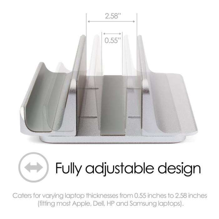 Desire2 - DESIRE2 Dubbelt Bordsställ för Tablets Mac/Ultrabooks Justerbar Aluminium Silver