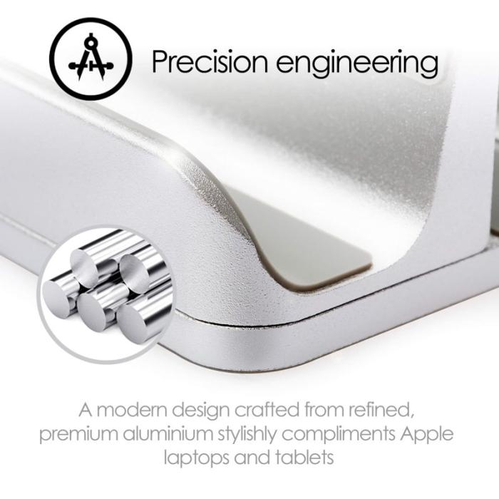 Desire2 - DESIRE2 Dubbelt Bordsställ för Tablets Mac/Ultrabooks Justerbar Aluminium Silver