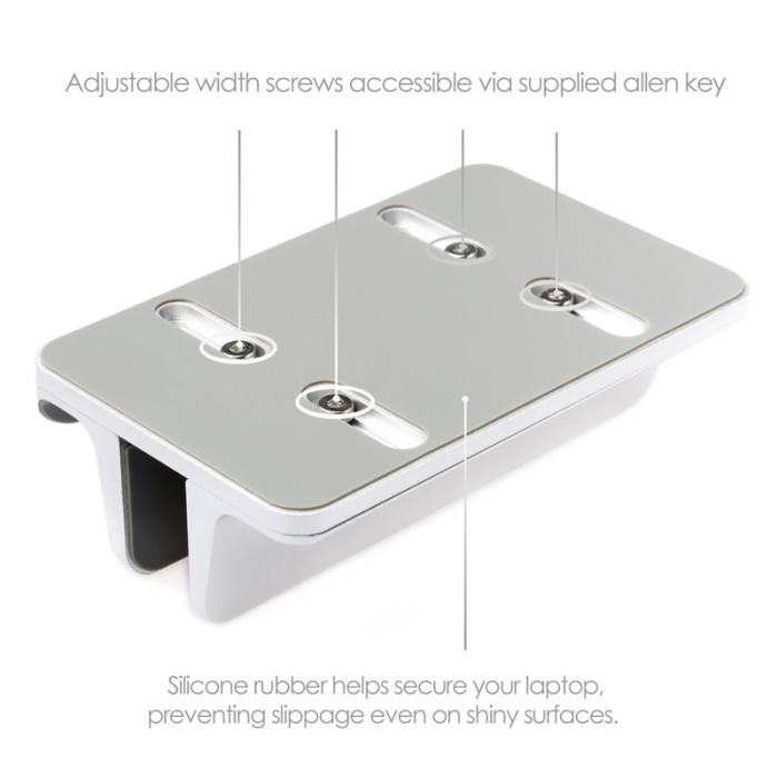 Desire2 - DESIRE2 Dubbelt Bordsställ för Tablets Mac/Ultrabooks Justerbar Aluminium Silver