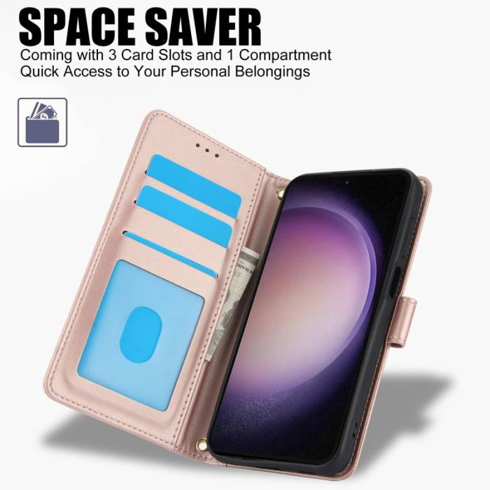 OEM - Plånboksfodral för Samsung Galaxy S26 Plus Konstläder Ställ - Rosa
