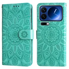 A-One Brand - Xiaomi 17 Pro Konstl&auml;der Pl&aring;nboksfodral Sunflower Imprint - Gr&ouml;n
