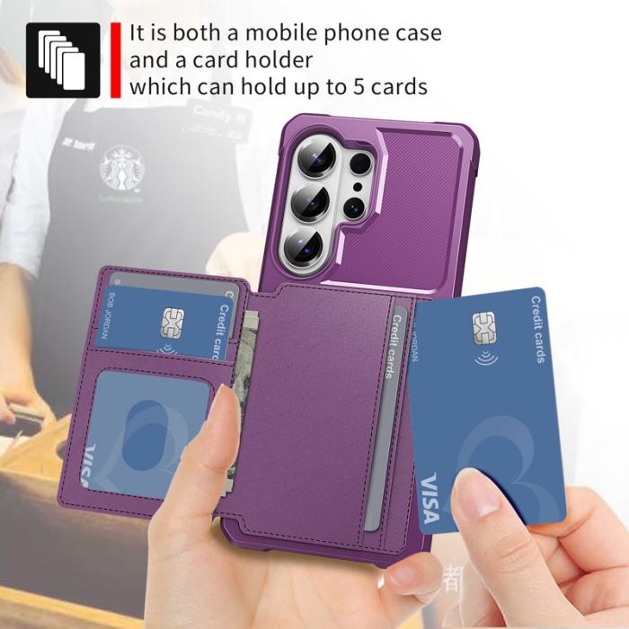 OEM - Mobilfodral för Samsung Galaxy S26 Ultra Kortfack Konstläder + TPU - Lila