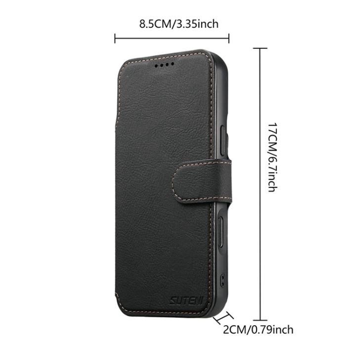 SUTENI - SUTENI iPhone 17 Pro Max Plånboksfodral Detachable Q-05 - Svart