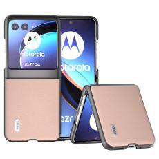 ABEEL - ABEEL Mobilskal till Motorola Razr 40 Ultra 5G &Auml;kta L&auml;der Rosa