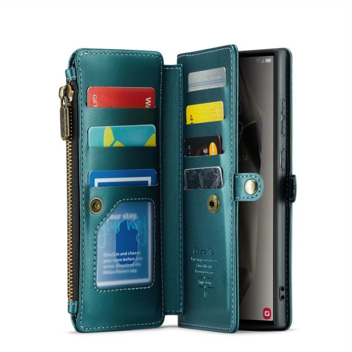 Caseme - CASEME Plånboksfodral Konstläder för Samsung Galaxy S25 Ultra - Grön