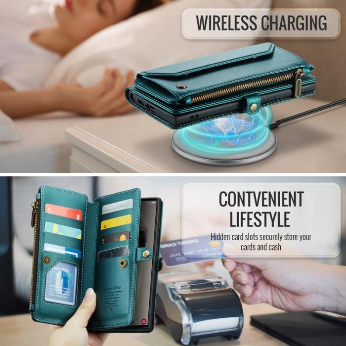 Caseme - CASEME Plånboksfodral Konstläder för Samsung Galaxy S25 Ultra - Grön