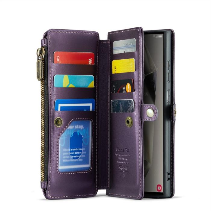 Caseme - CASEME Plånboksfodral Konstläder för Samsung Galaxy S25 Ultra - Lila