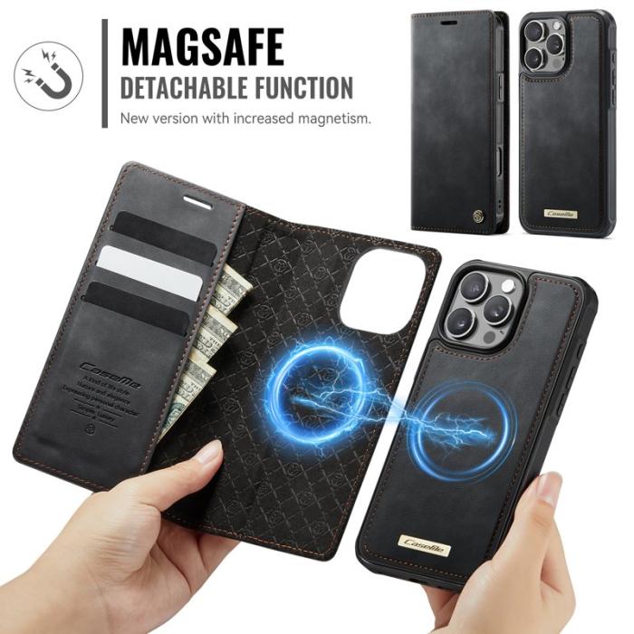 Caseme - CASEME C49 Mobilskal till iPhone 16 Pro MagSafe RFID Blocker Läder Svart